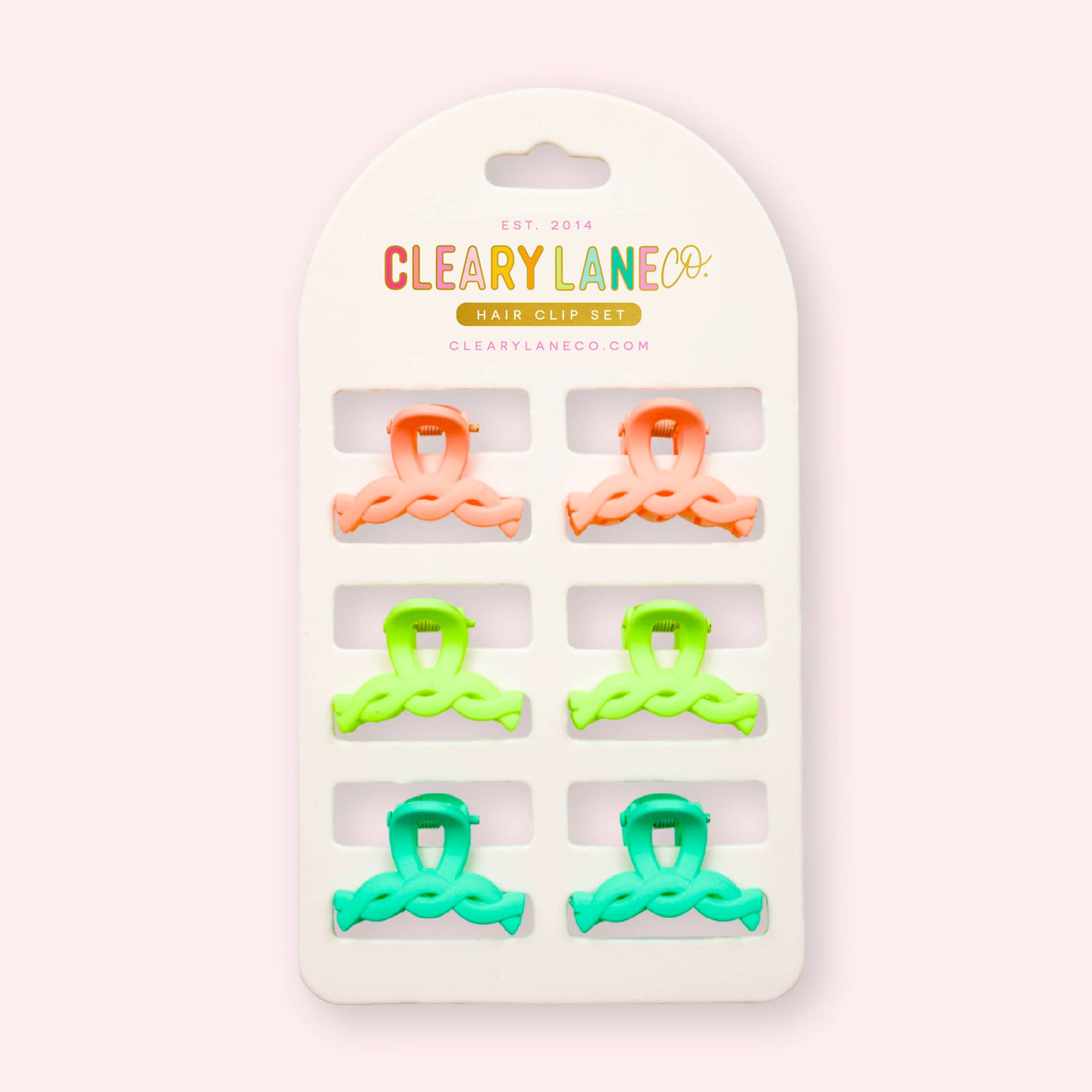 Cleary Lane Mini Hair Clip Set | Pink, Green & Blue