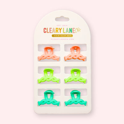 Cleary Lane Mini Hair Clip Set | Pink, Green & Blue