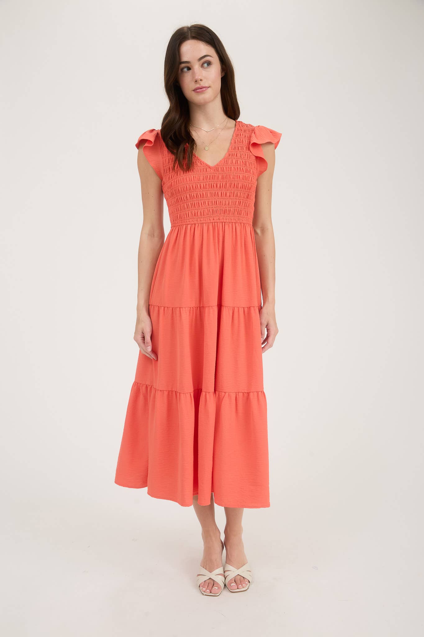 Pink Flutter Sleeve Maxi