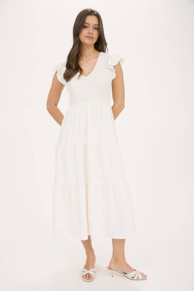 Cream Flutter Sleeve Maxi