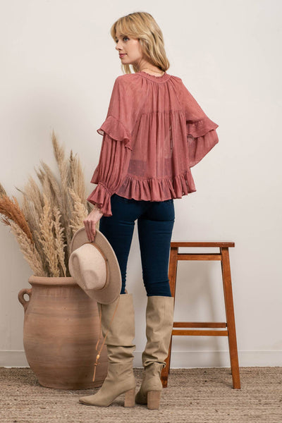 Dusty Rose Clip Dot Blouse