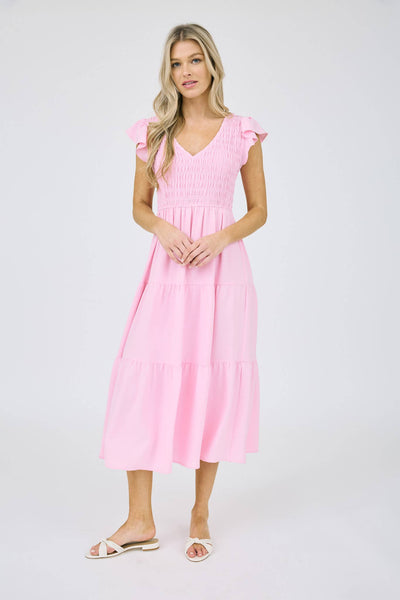 Pink Flutter Sleeve Maxi