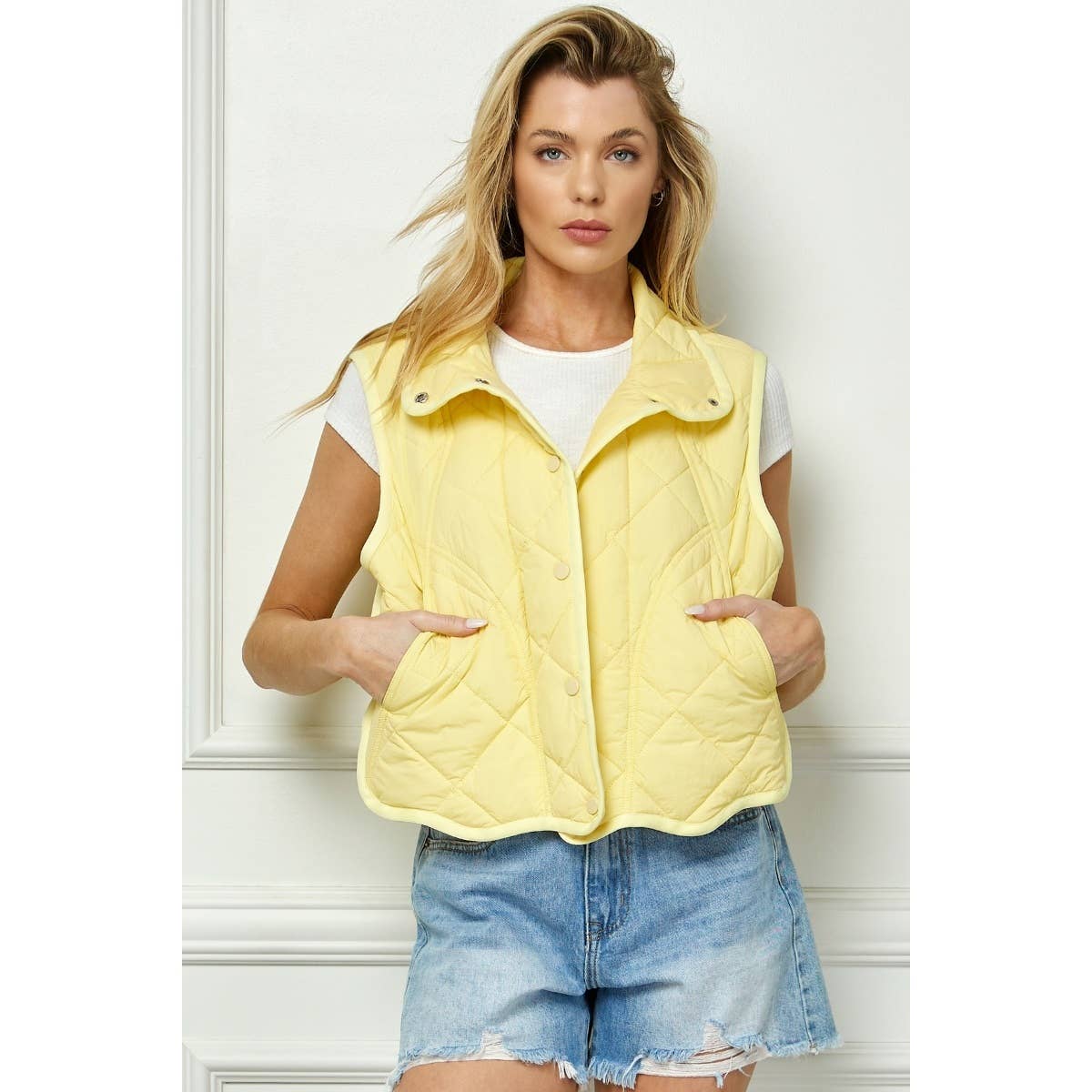 Olive Qulited Collar Vest