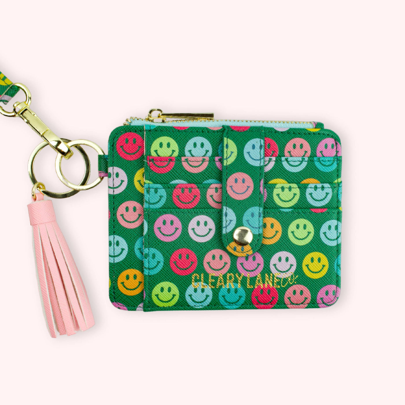 Clearly Lane Colorful Wallet Keychains: Blush Floral Jungle