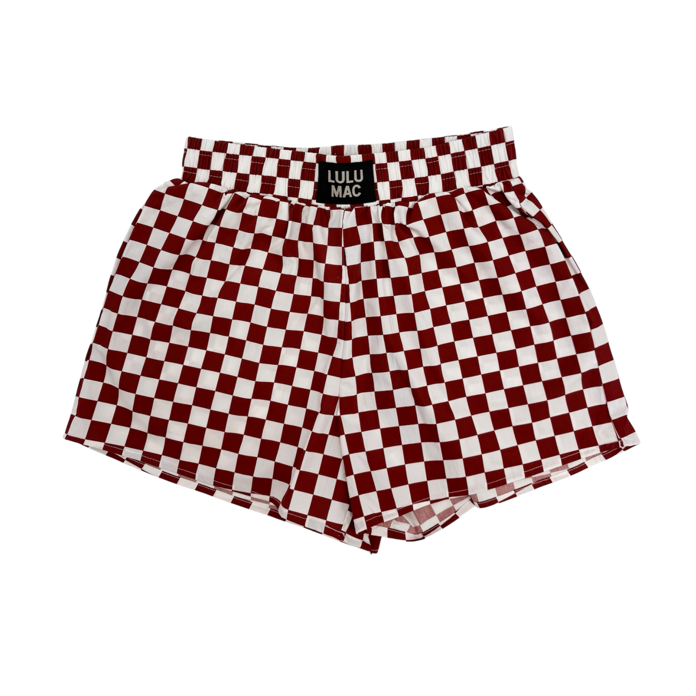 LULU MAC Maroon + White Check Boxer Shorts