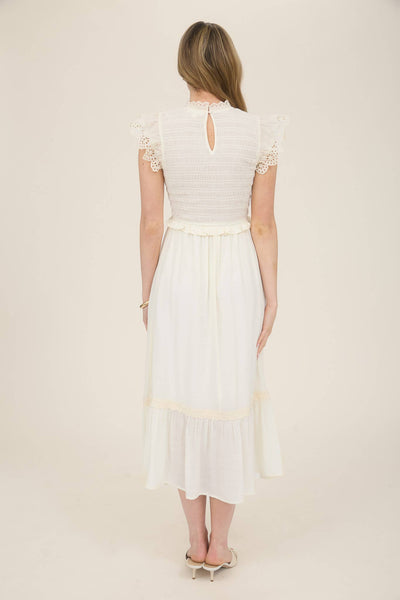 Ivory Smocked Midi Dress