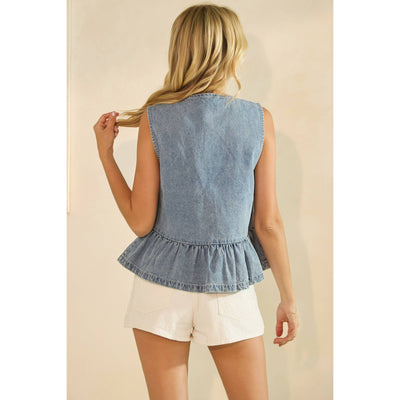 Tie Front Denim Top