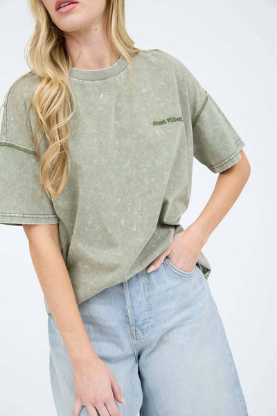 Good Vibes Washed Top