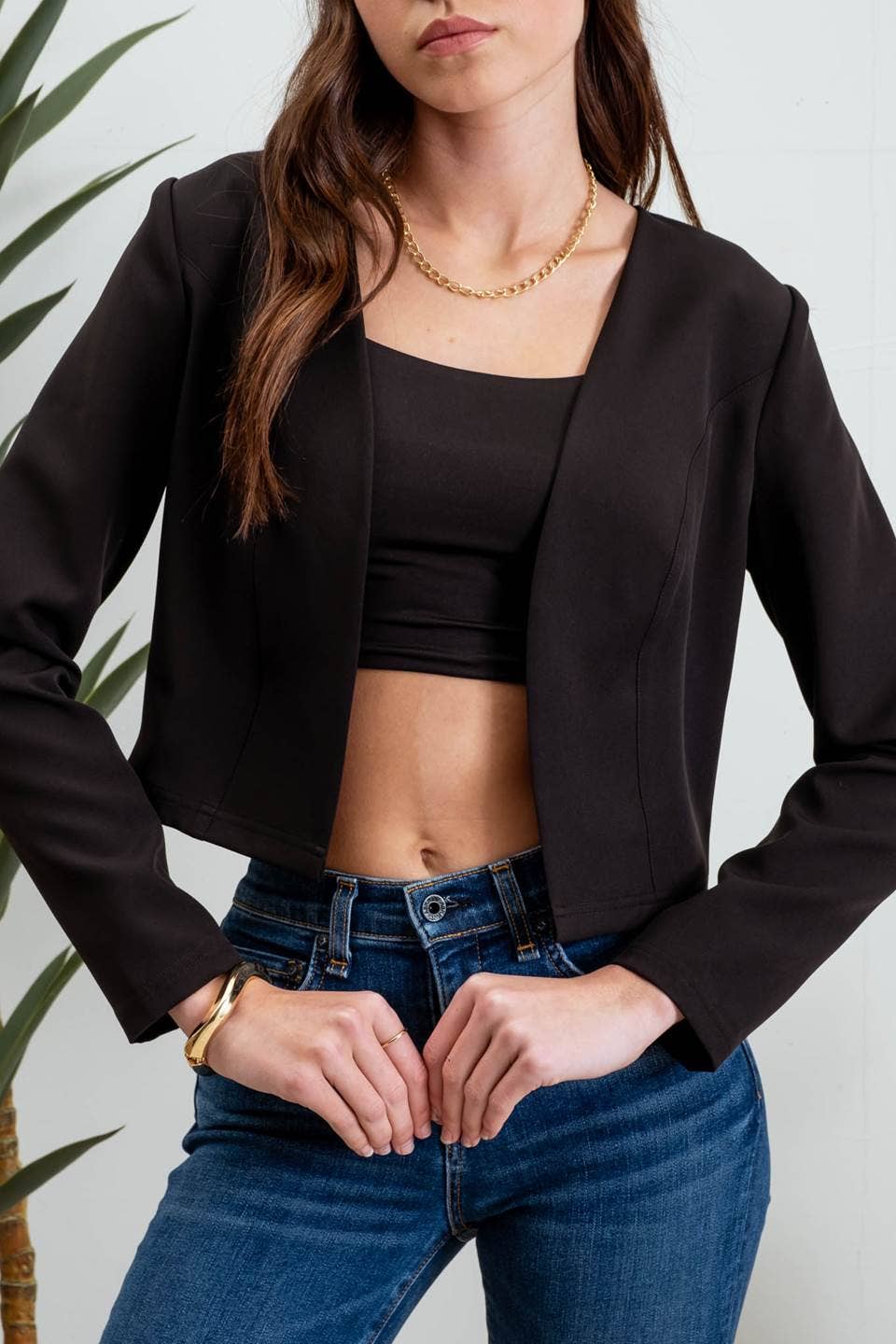 Black Collarless Blazer