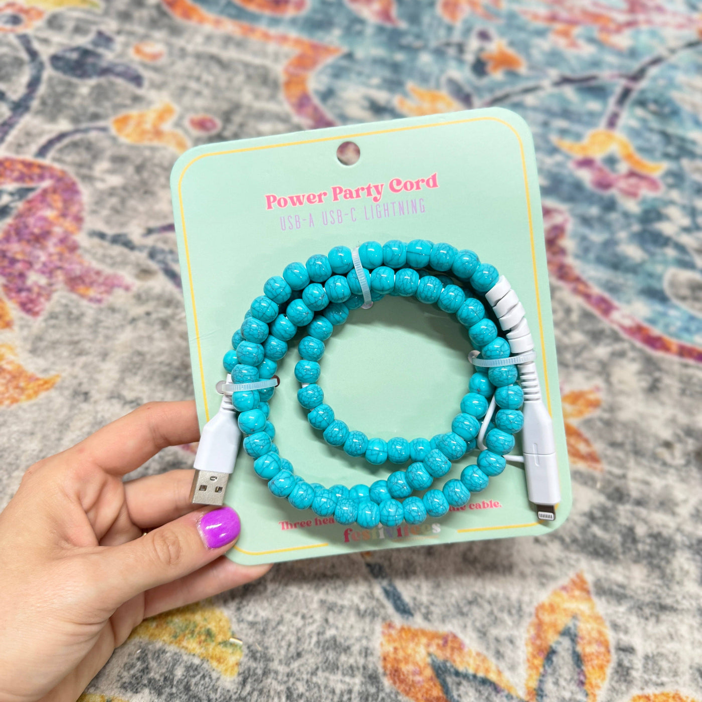 Beaded Phone Chargers USB/USB-C/Lightning: Pearl