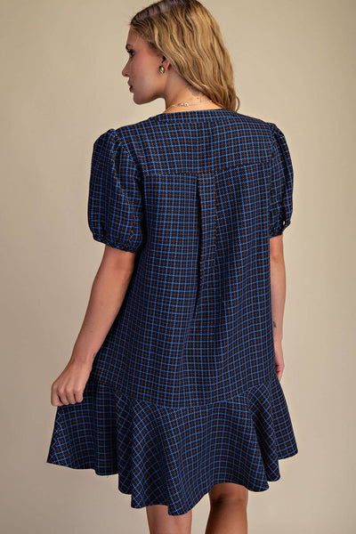 Camel Puff Sleeve Mini Dress