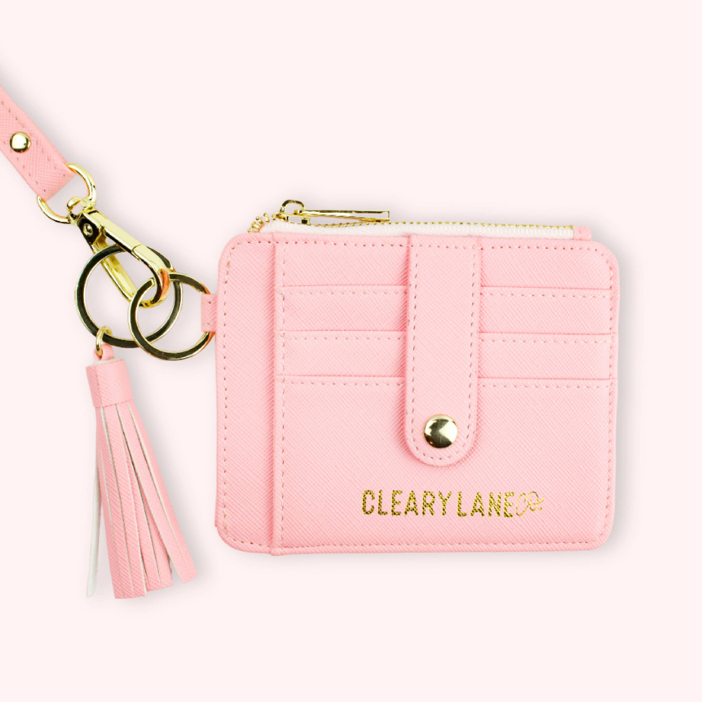 Clearly Lane Colorful Wallet Keychains: Blush Floral Jungle