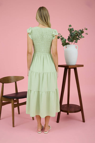 Cream Flutter Sleeve Maxi