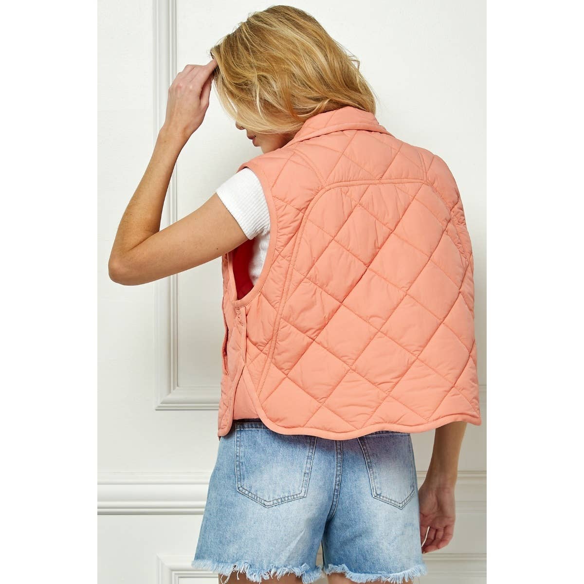 Olive Qulited Collar Vest