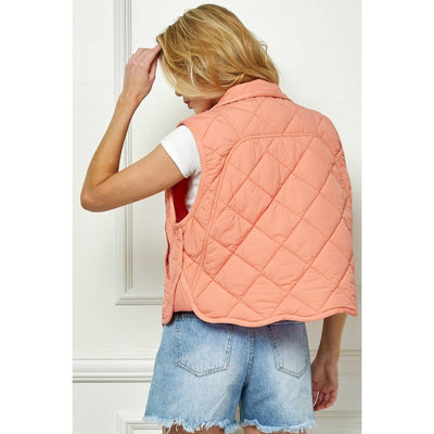 Olive Qulited Collar Vest
