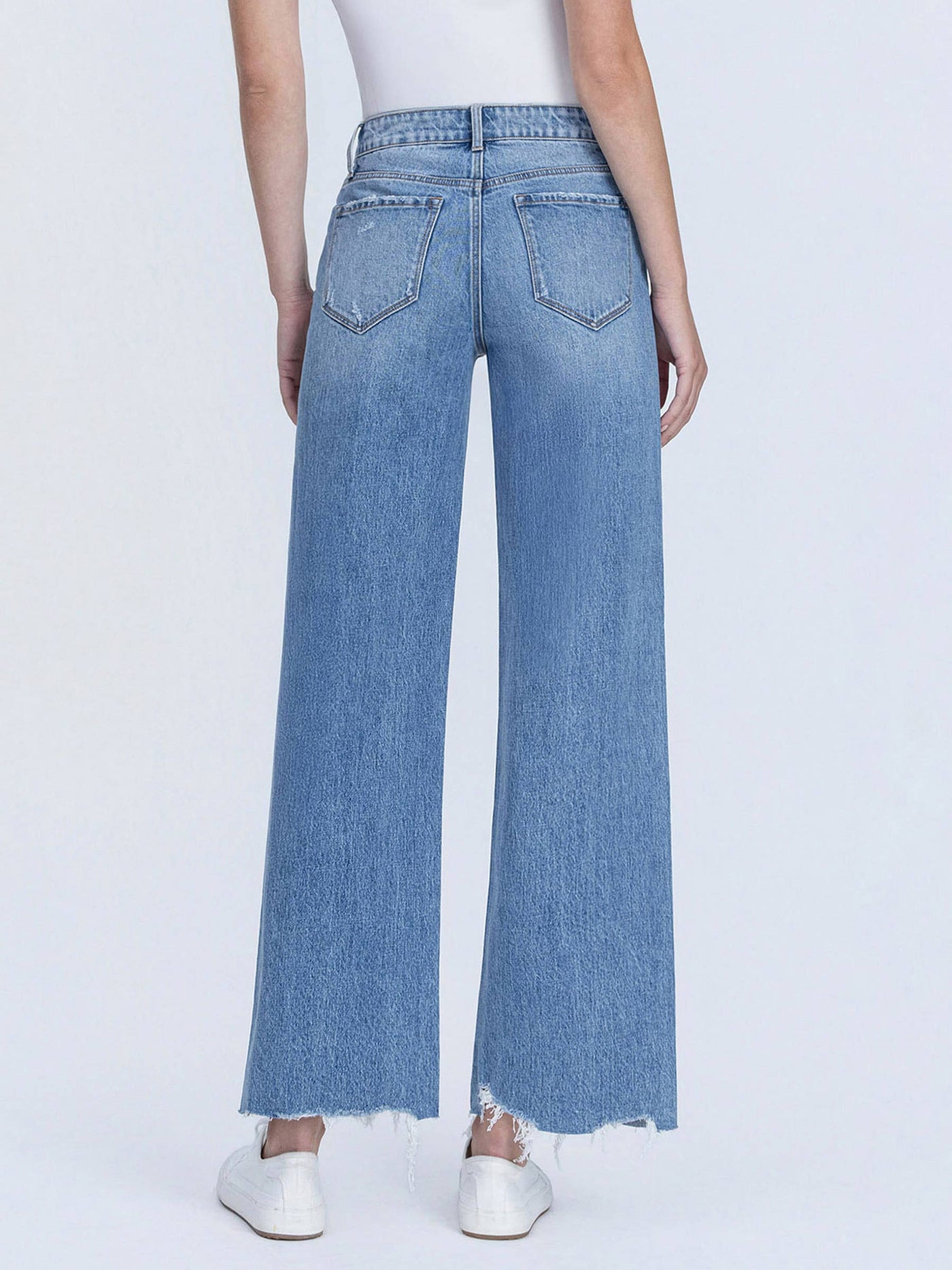 Vervet High Rise Destruction Hem Wide Leg Jeans