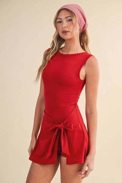 Black Sleeveless Wrap Tie Front Dress
