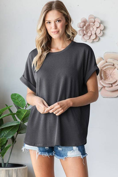 Charcoal Ribbed Top