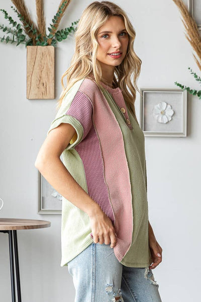 Pink Color Block Top