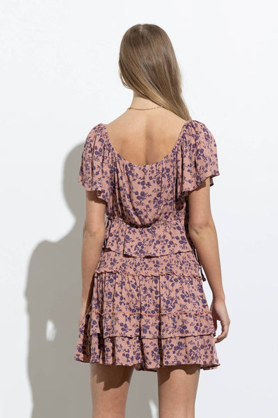 Mauve Floral Ruffle Set