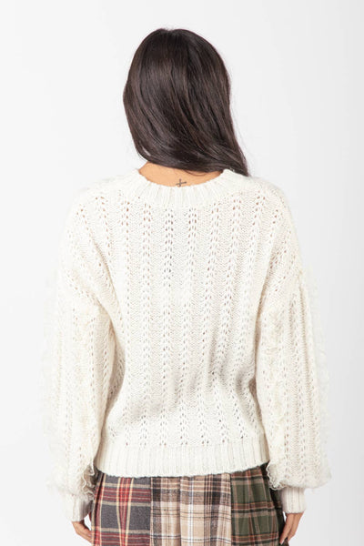 Black Lace Trim Oversized Knit Sweater