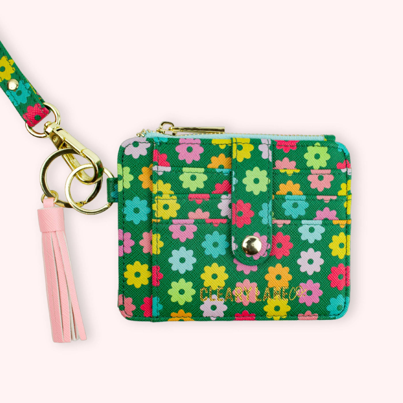 Cleary Lane Colorful Wallet Keychains: Blush Floral Jungle