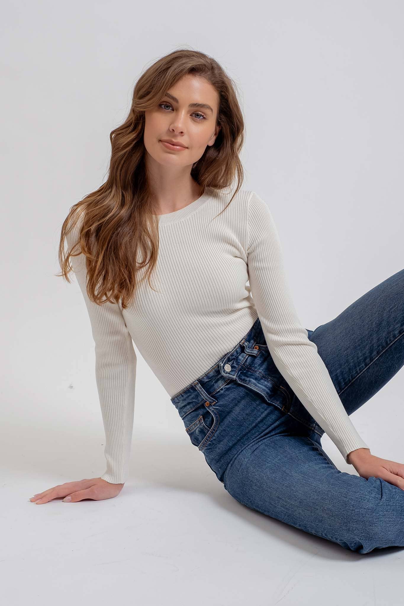 Natural Crewneck Knit Sweater