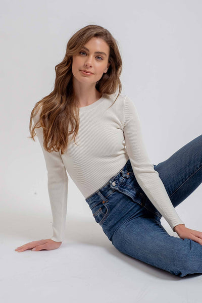 Natural Crewneck Knit Sweater