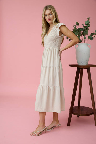 Pink Flutter Sleeve Maxi