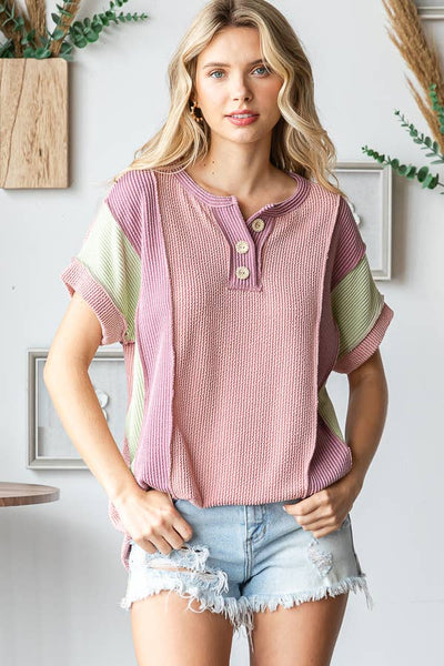Pink Color Block Top