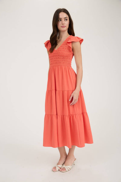 Cream Flutter Sleeve Maxi