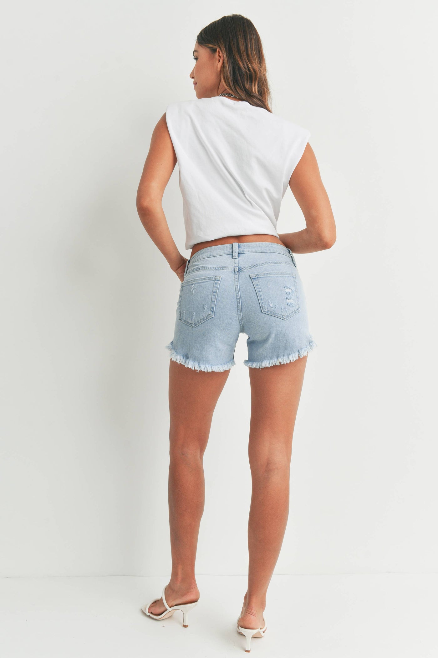 JBD Curved Fray Hem Short