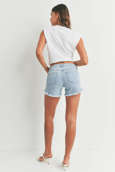 JBD Curved Fray Hem Short