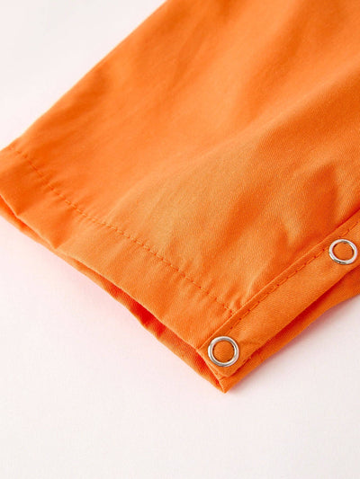 Orange Pumpkin Smock Embroidery Baby Boy Romper