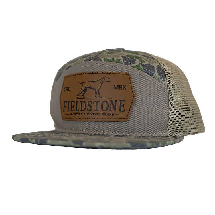 Fieldstone Backwoods Camo Leather Patch Hat (H-143)