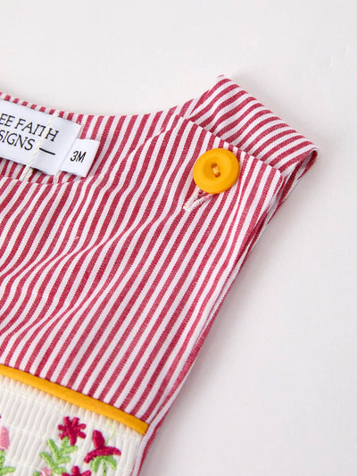 Autumn Rooster Smock Embroidered Boys Romper