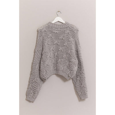 Gray Chunky Cable Knit Sweater