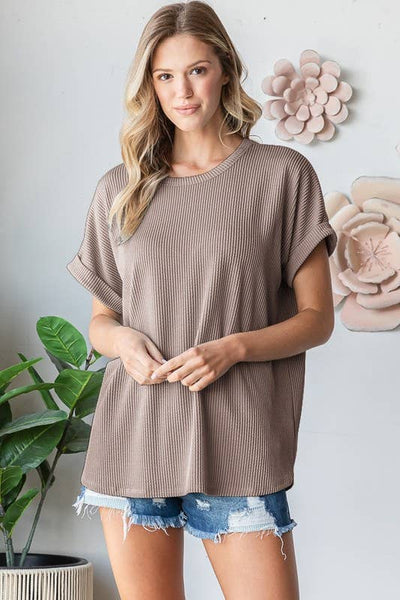 Charcoal Ribbed Top