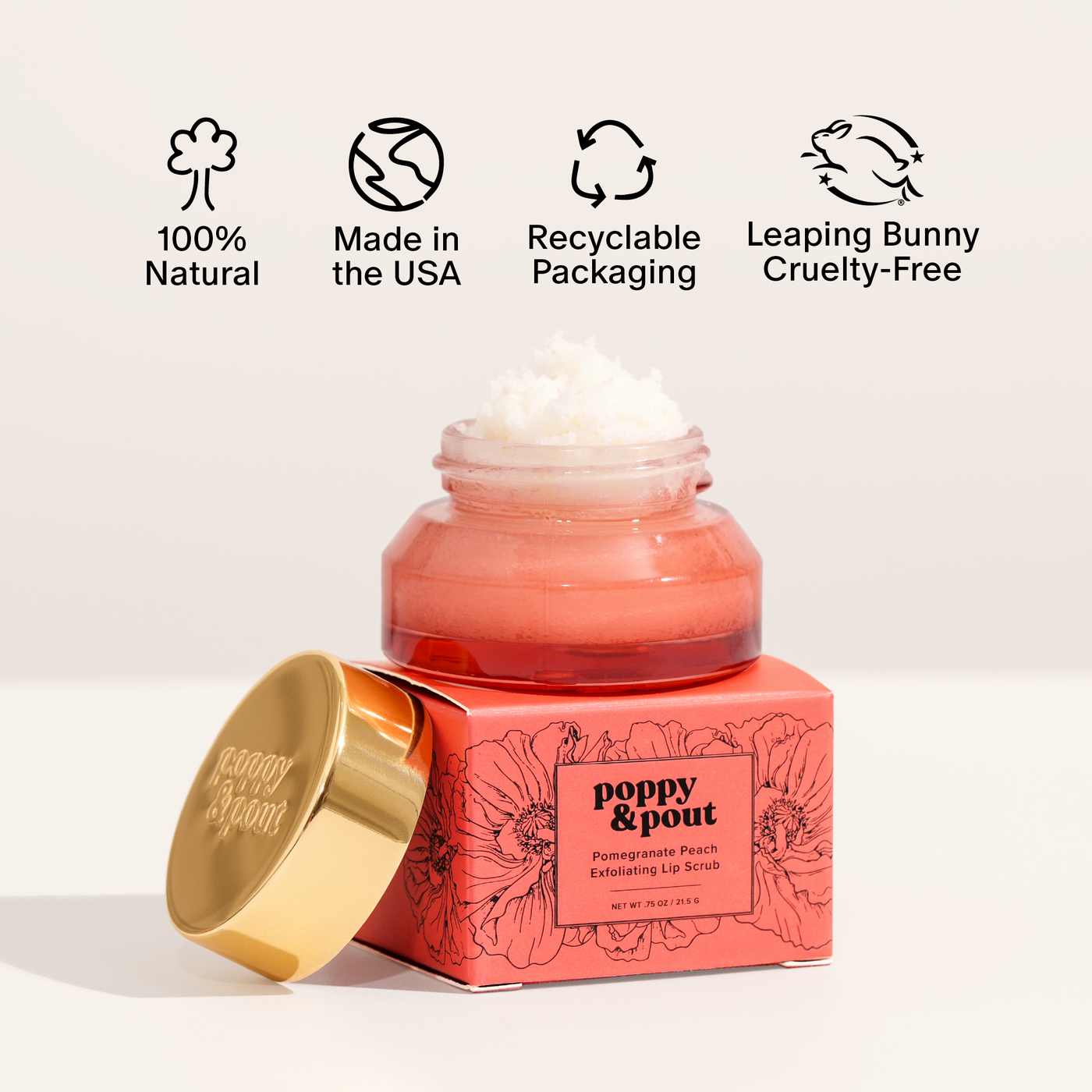Poppy & Pout Lip Scrub: Pomegranate Peach