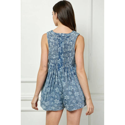 Leopard Pleated Sleeveless Romper