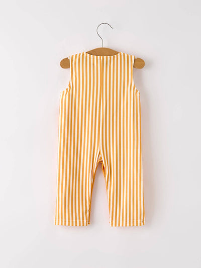 Chicken Smock Embroidered Orange Stripes Boys Romper
