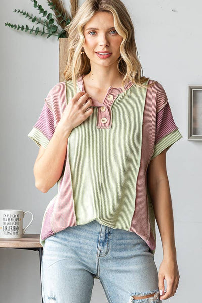 Pink Color Block Top