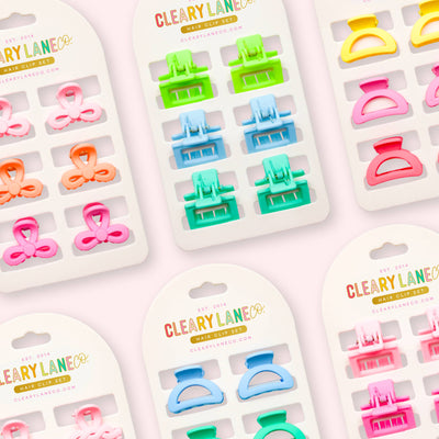 Cleary Lane Mini Hair Clip Set | Pink & Purple