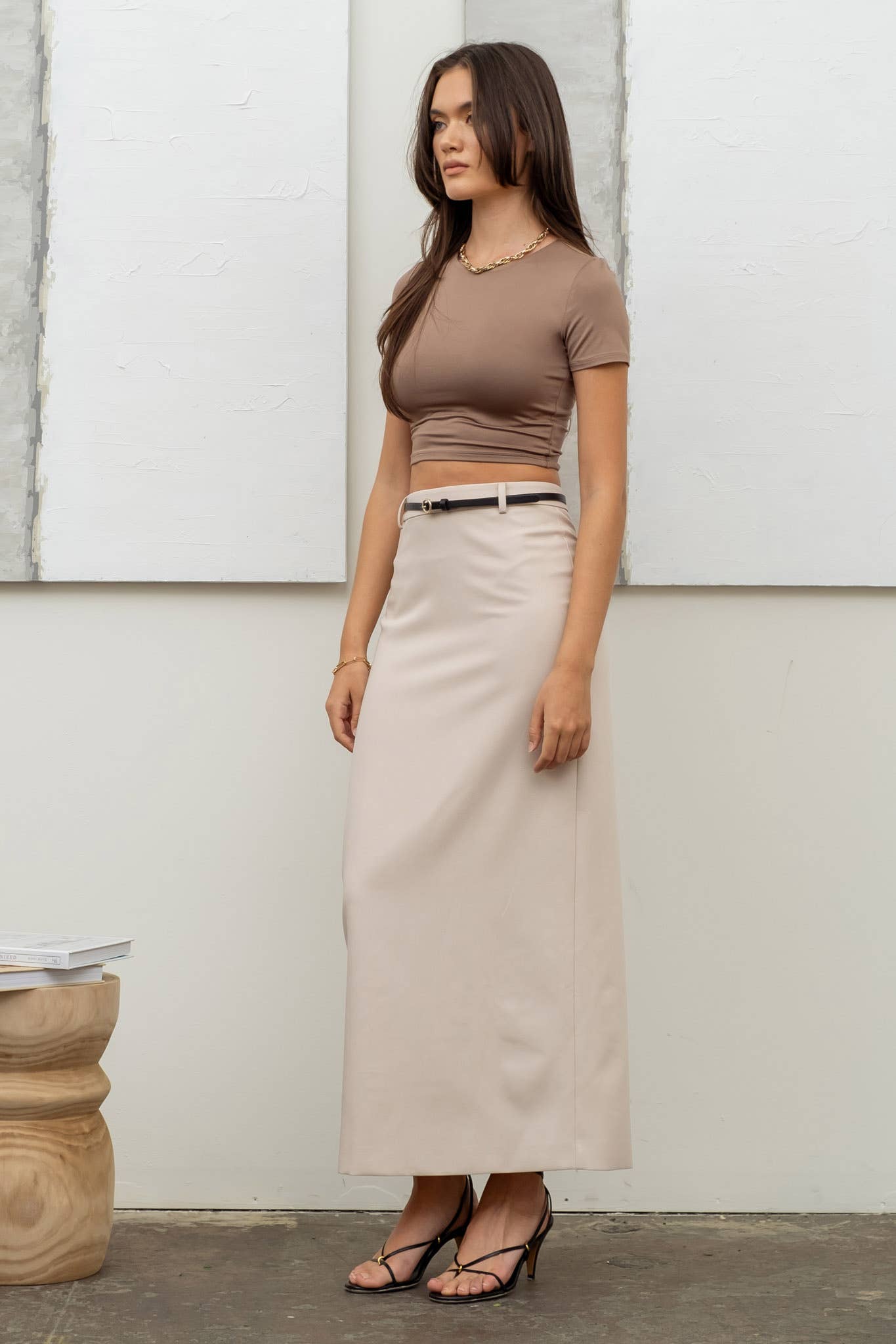 Deep Taupe Reversible Round Neck Crop