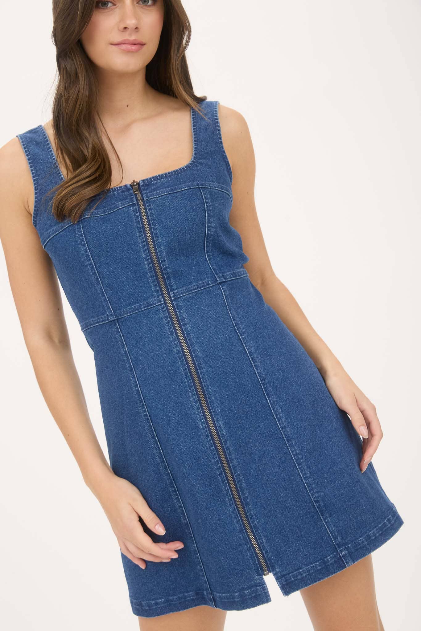 Sleeveless Denim Mini