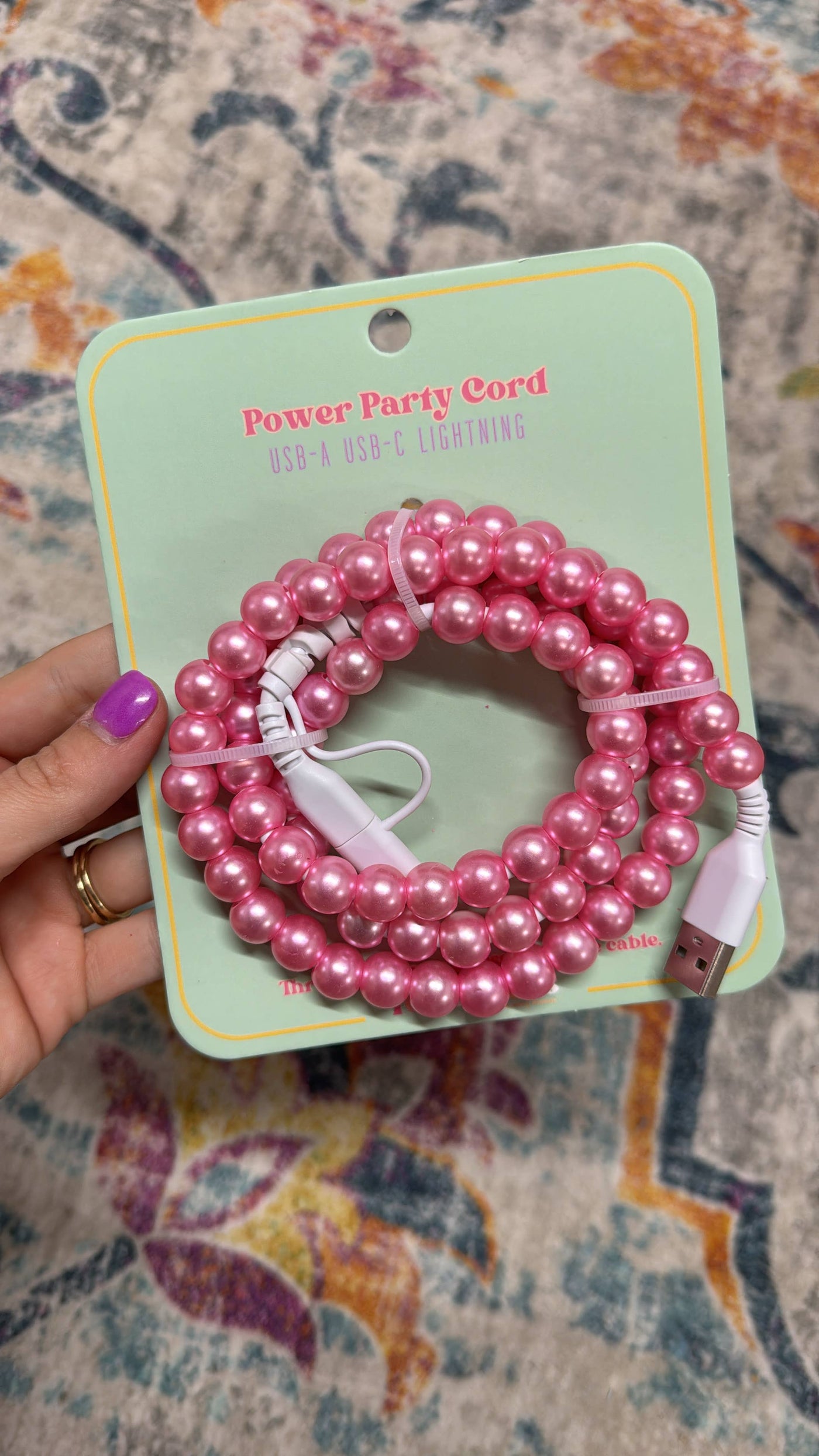 Beaded Phone Chargers USB/USB-C/Lightning: Pearl