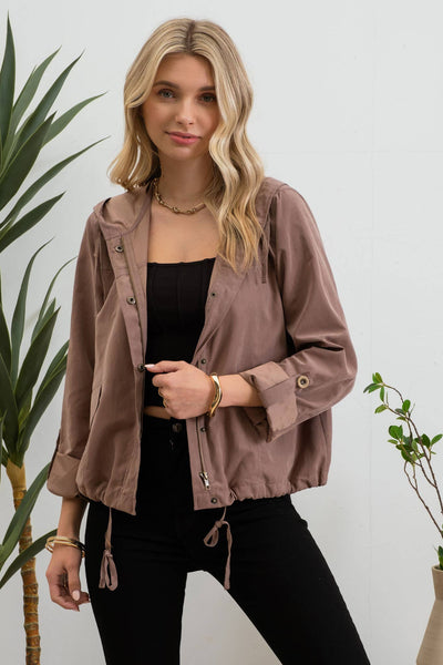 Deep Taupe Hooded Jacket