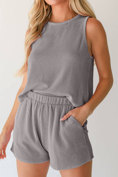 Grey Ribbed Set