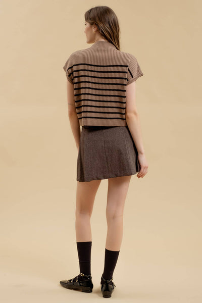 Mocha Stripe Sweater Knit Top