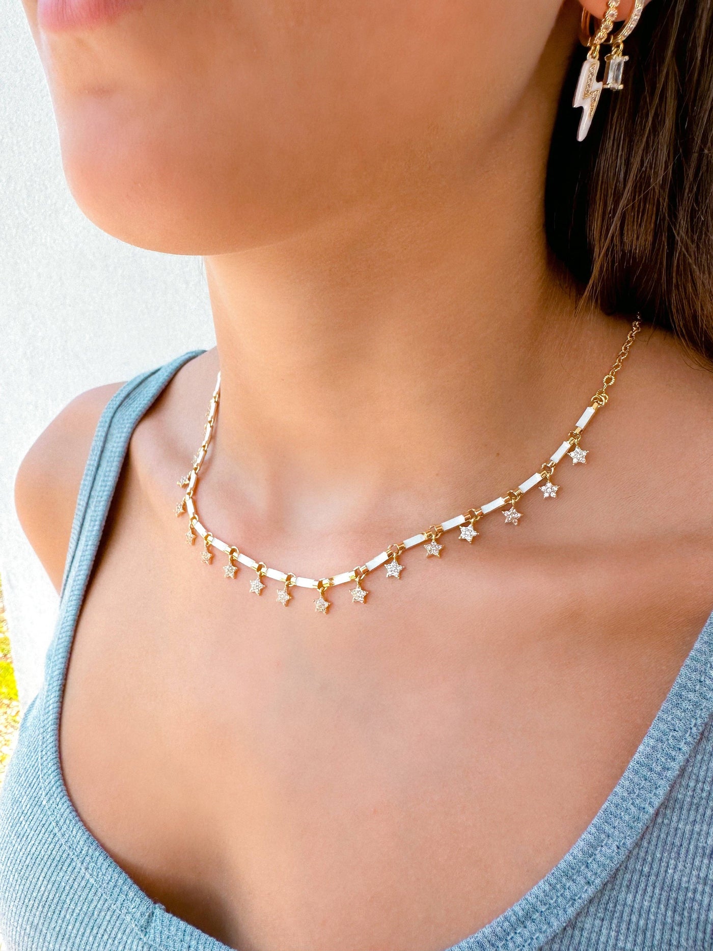 Taylor Shaye Star Enamel Choker: Pink